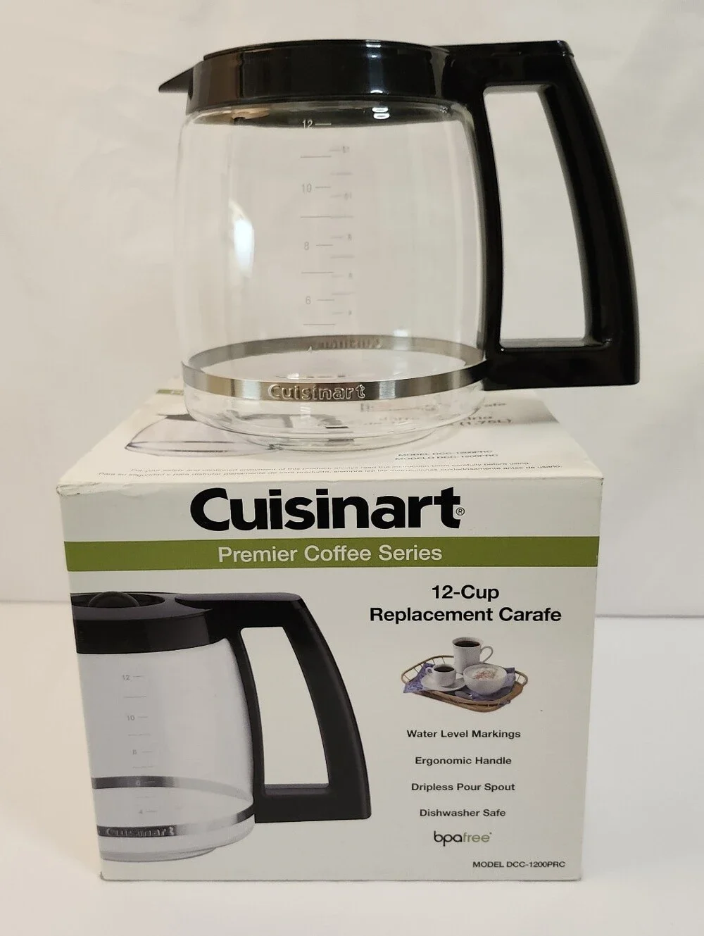 Cuisinart DCC-1200PRC Glass 12 Cup Replacement Carafe - Black NIB *READ
